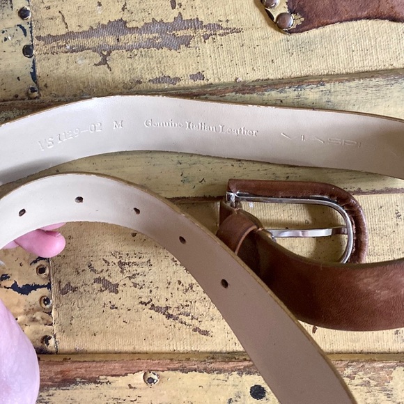 VIA SPIGA LEATHER BELT BROWN NEUTRAL ITALY LEATHER BELT WMNS SIZE S M - Picture 6 of 12